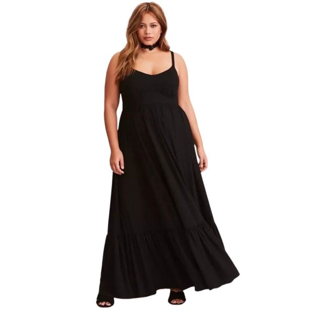 Torrid Black Maxi Dress with Spaghetti Straps - Women Size 1X